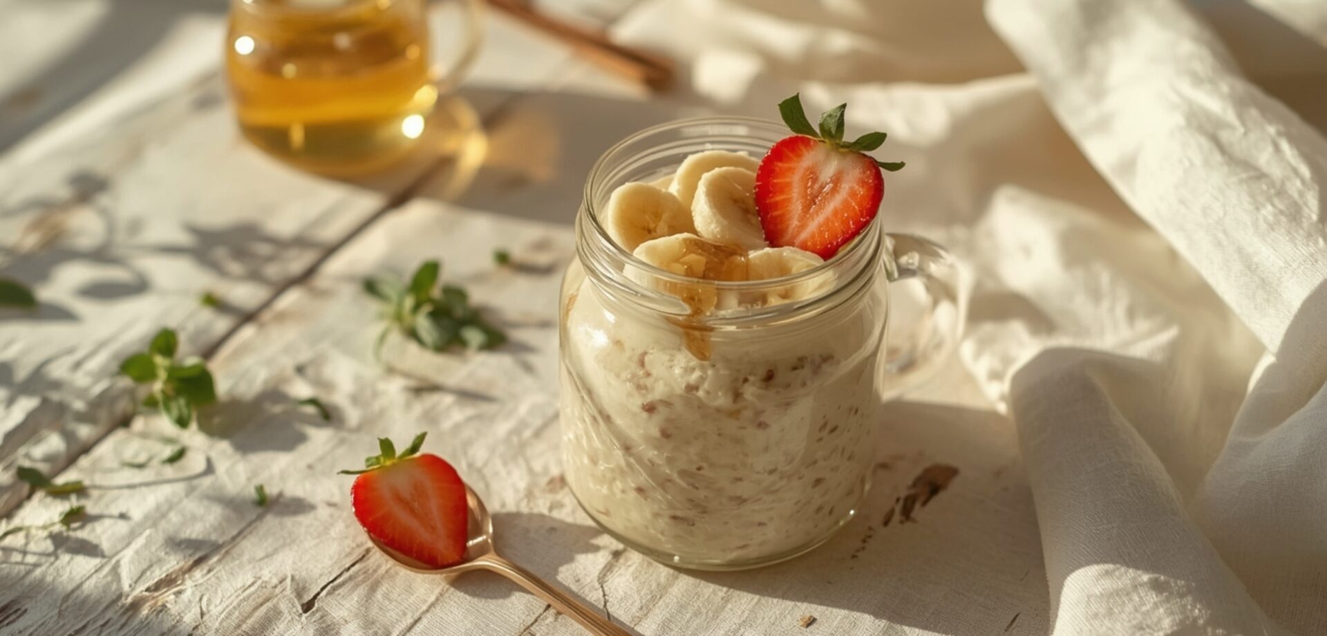 Overnight Oats Madu & Buah Segar