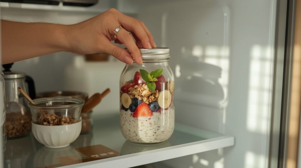 Overnight Oats Madu & Buah Segar